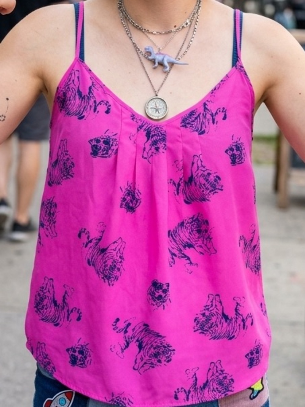 Aritzia Hot Pink Camisole with Navy Tiger Print